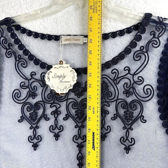 Simply Couture sz XL Boho Lace Sheer Top Embroidered Designer Hippie Peasant NWT - Picture 7 of 10